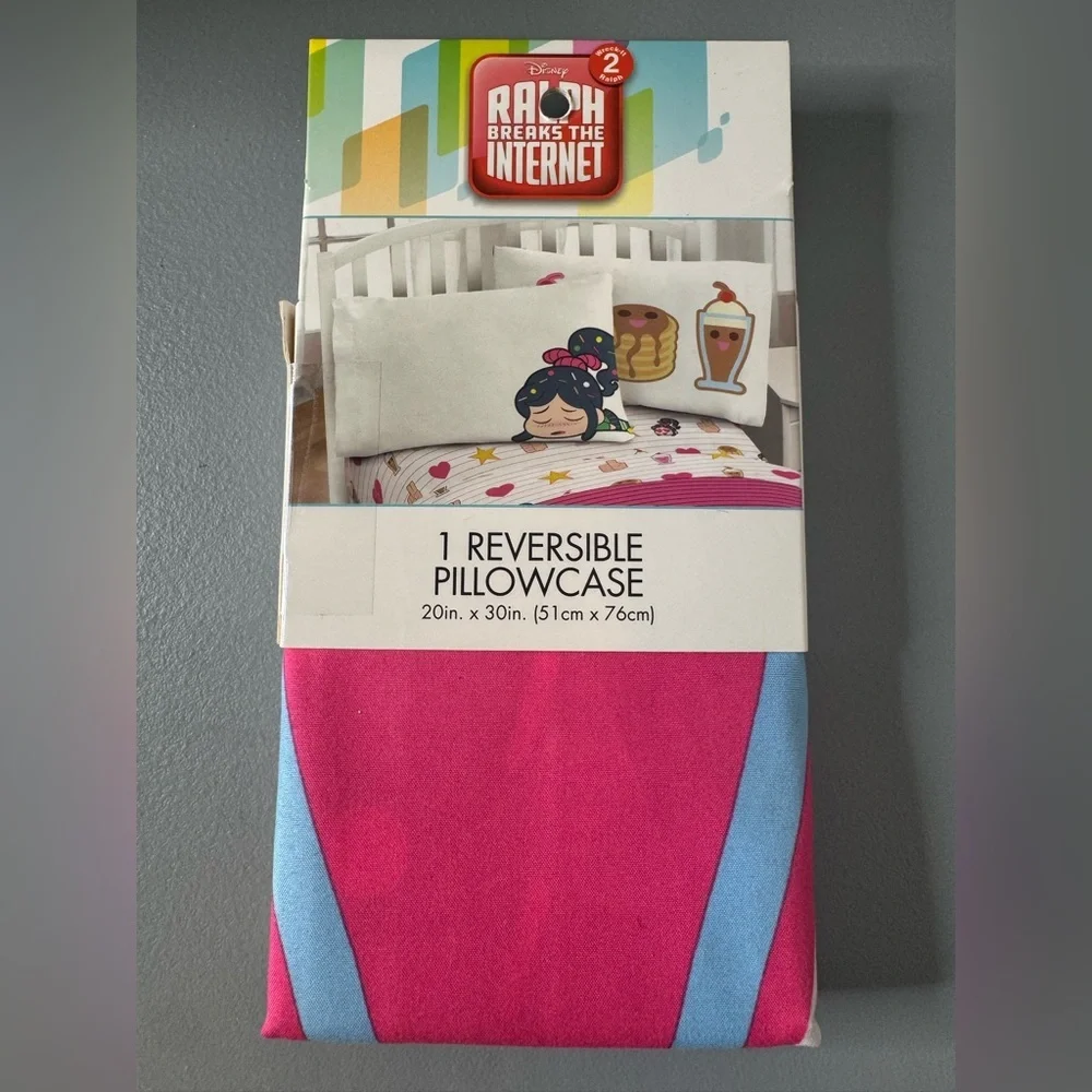Disney Ralph Breaks the Internet reversible Pillowcase - Pink & White 20 x 30